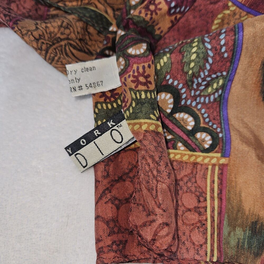 New York Studio Oblong Scarf 60”x10” 100%silk Autumn, Harvest, Grannycore - Picture 3 of 5